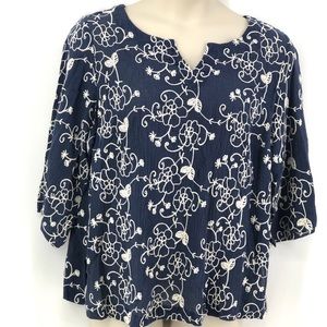 Lauren Michelle Woman Blue/Natural Blouse 1X…